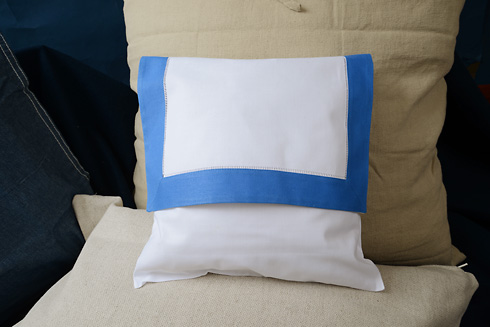 Hemstitch Baby Square Envelope Pillow 12" SQ. French Blue color